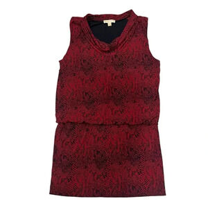 Michael Michael Kors Red Snakeprint Sleeveless Blouson Dress XL